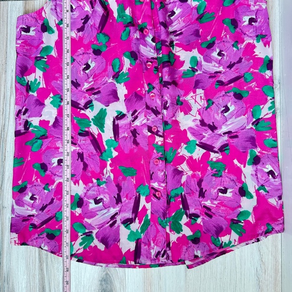 J. Crew Multicolor Floral Printed Sleeveless Button Down Blouse Women Size 14 - Picture 8 of 8